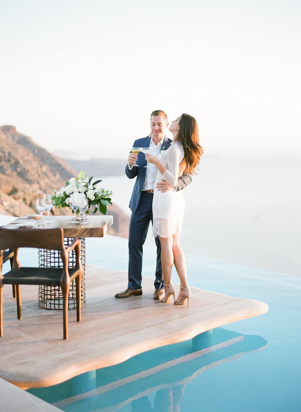 Santorini film wedding photographer Les Ananou | glam intimate elopement