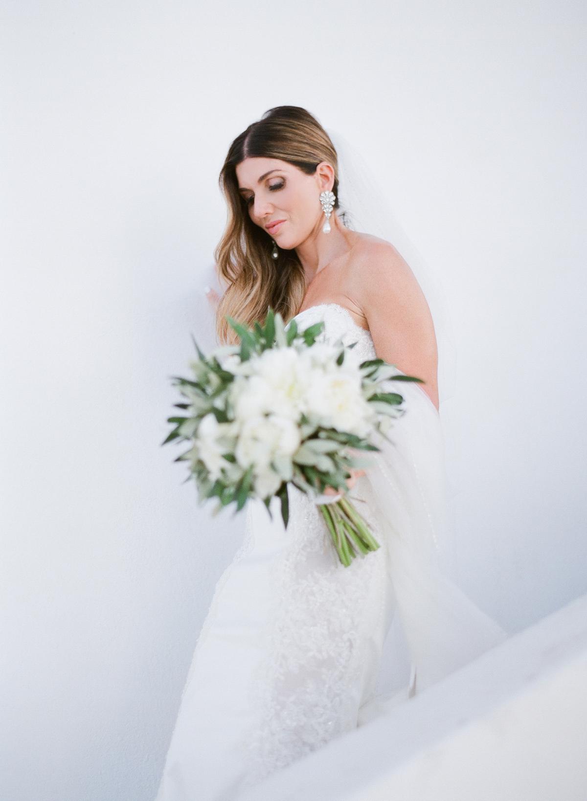 bridal portrait in Santorini