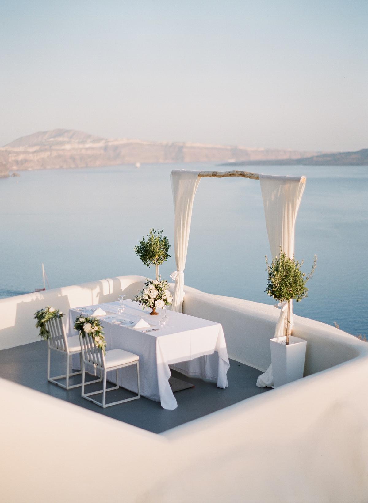 table for two during elopement in Santorini