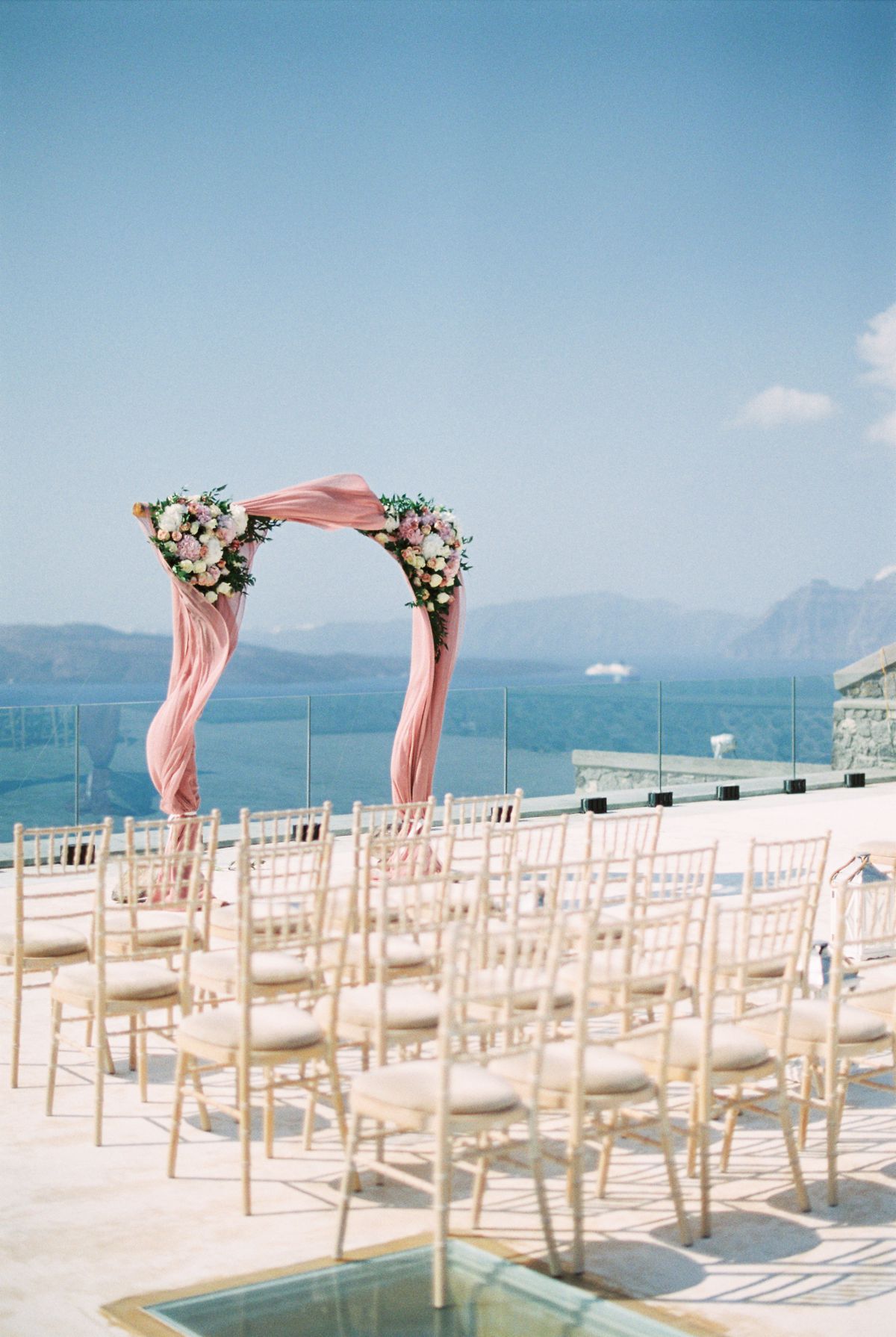 Santorini wedding set up at Cavo Ventus