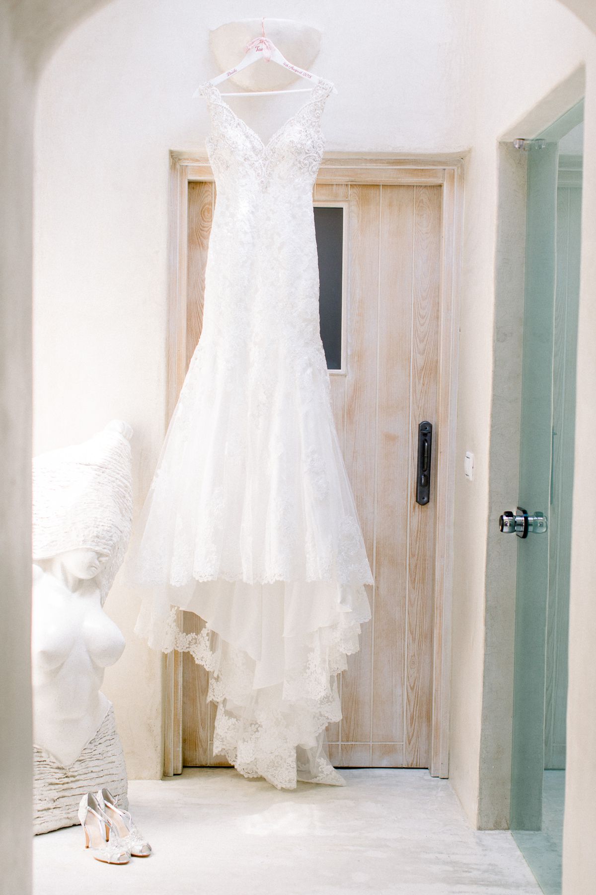 Bridal dress at Cavo Ventus, Santorini