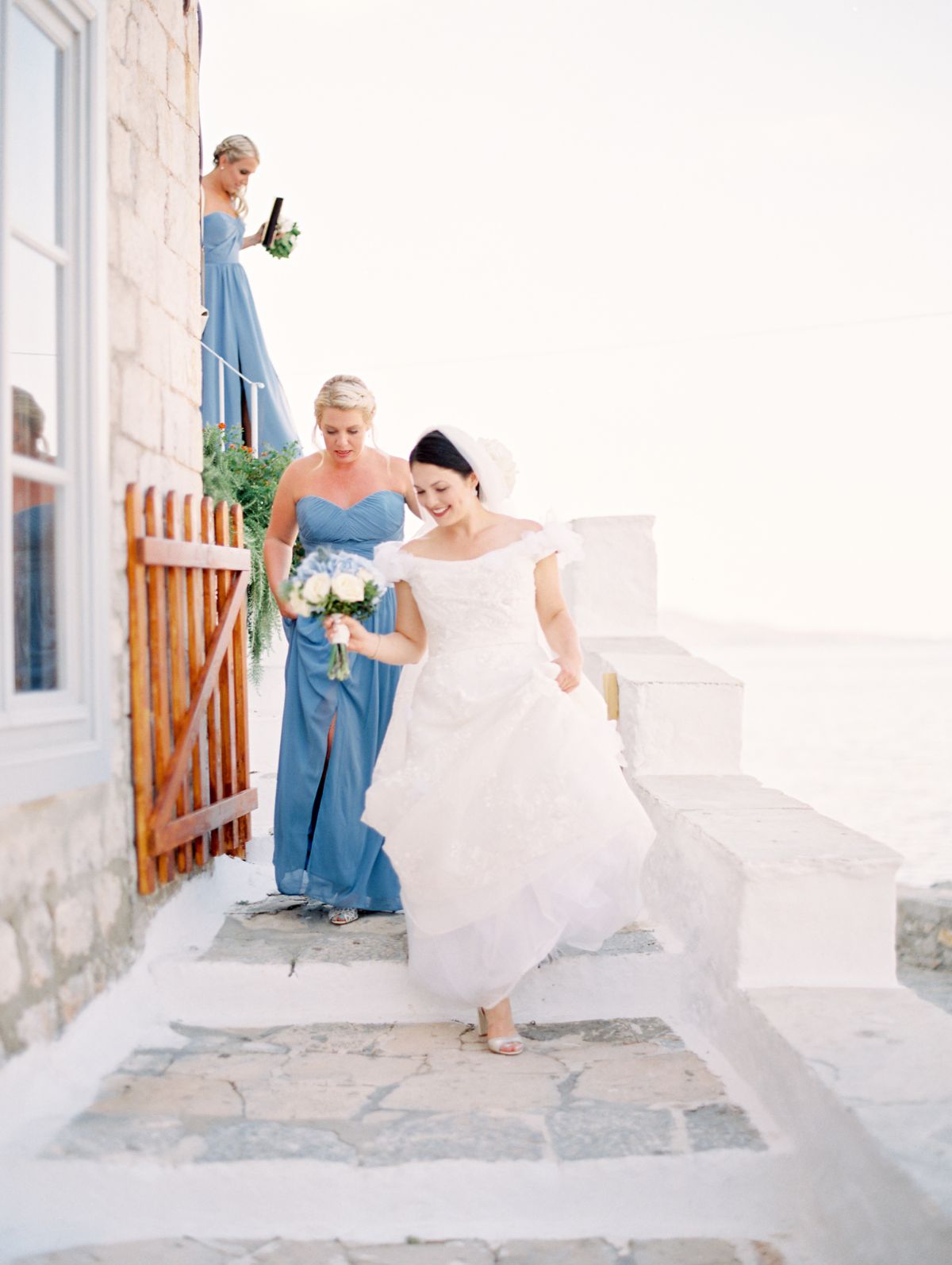 Bride's exit at Hydra wedding