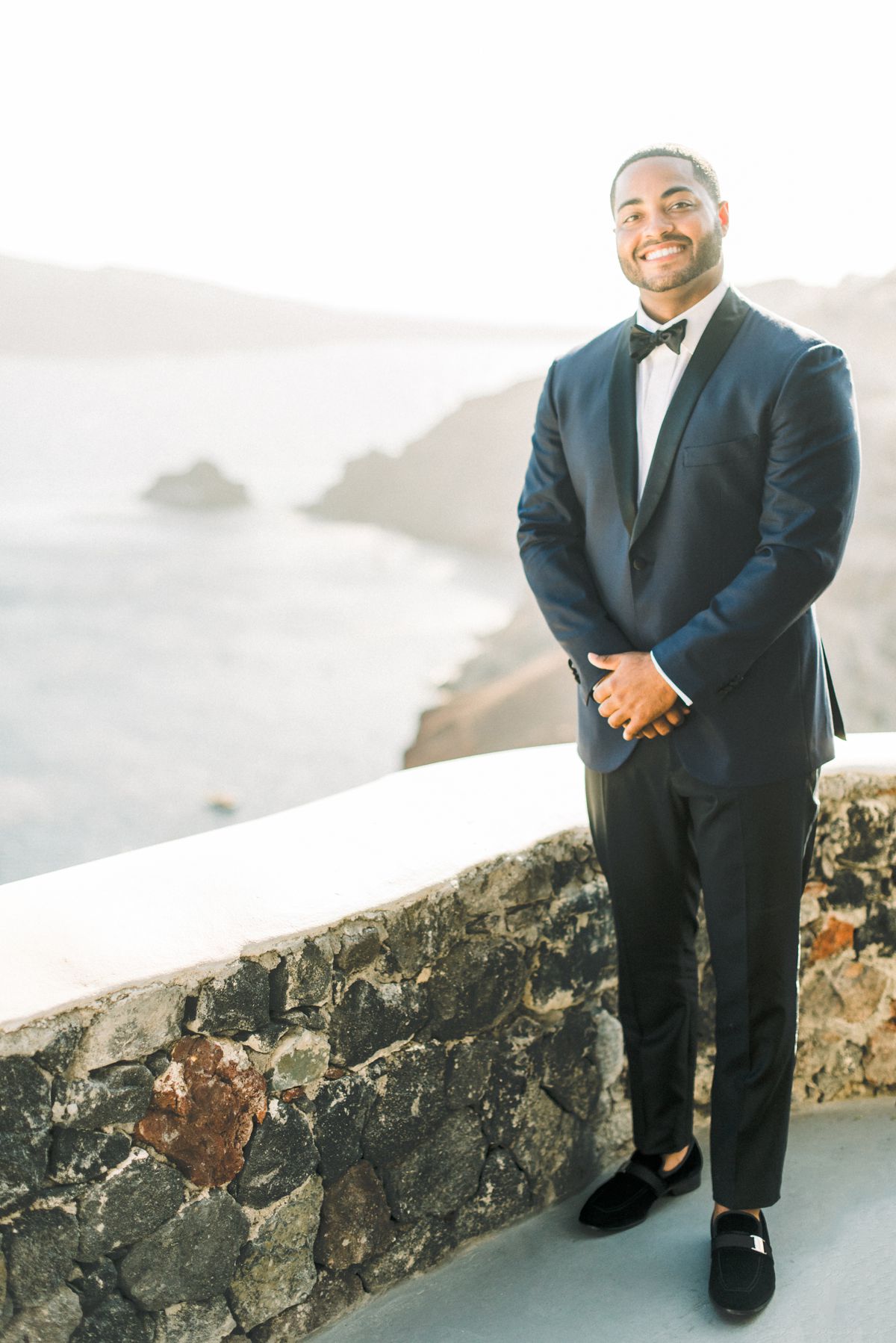 Portrait of groom at Canaves Oia, Santorini