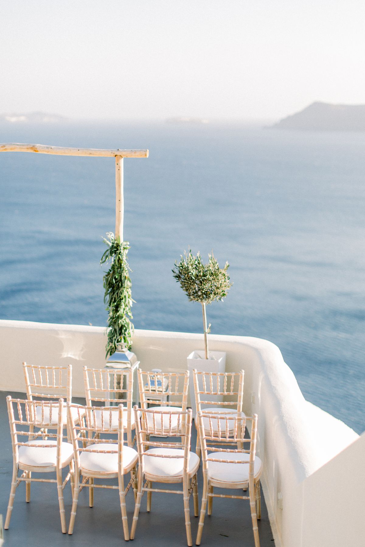 Set up for elopement at Canaves Oia, Santorini