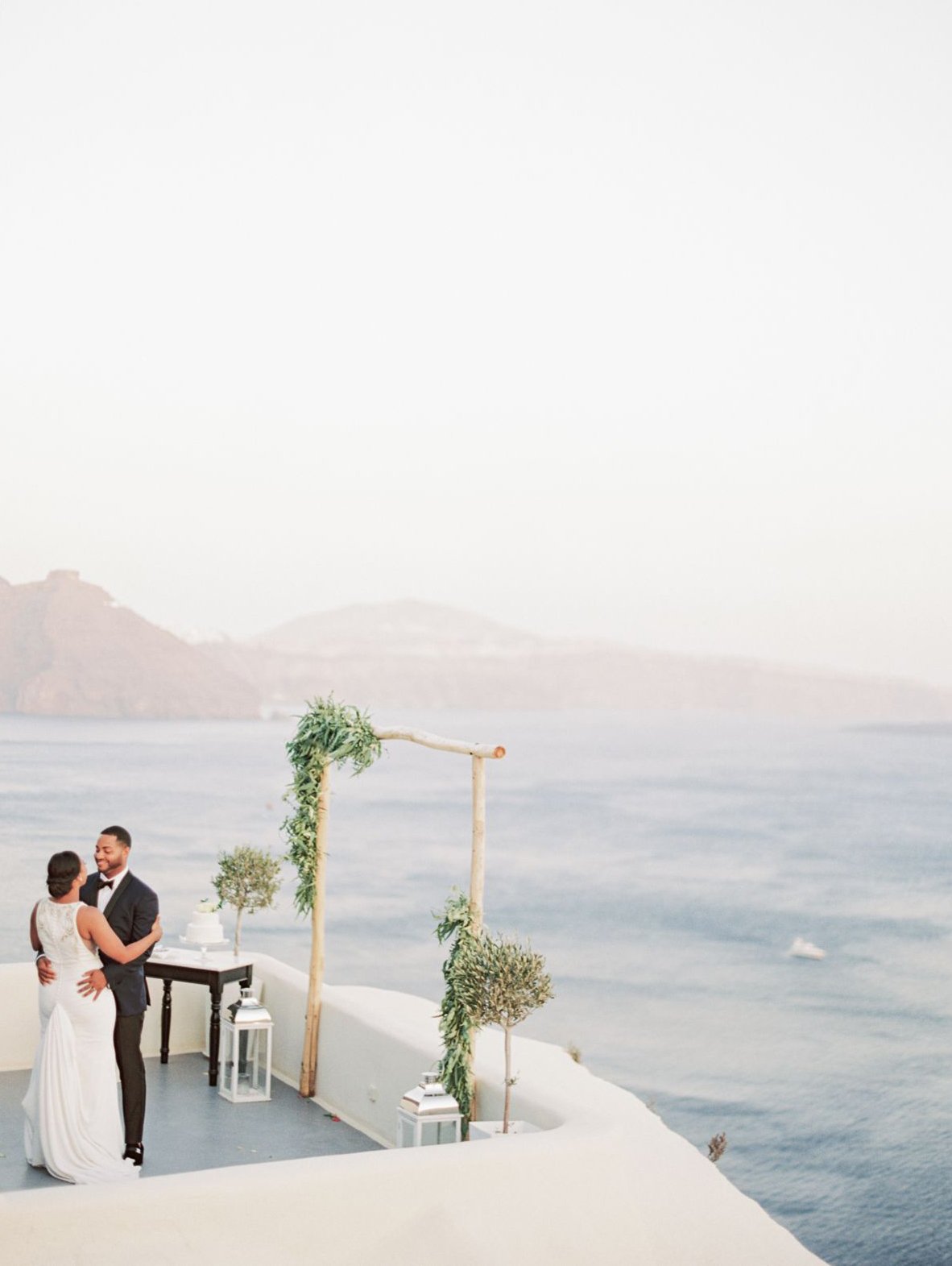 Bride and groom at Canaves Oia, Santorini during first dance