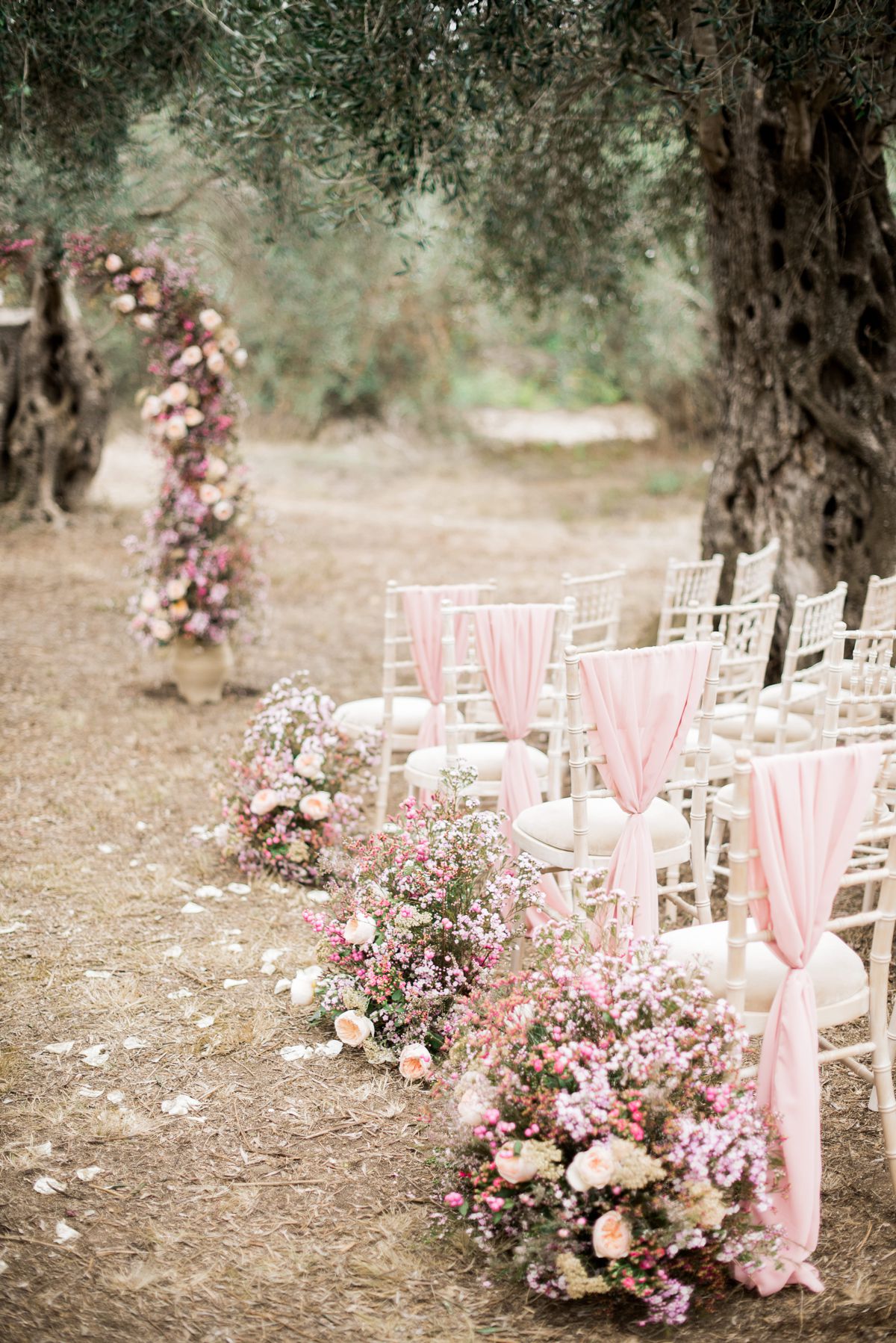 outdoor ceremony set up at Corfu wedding