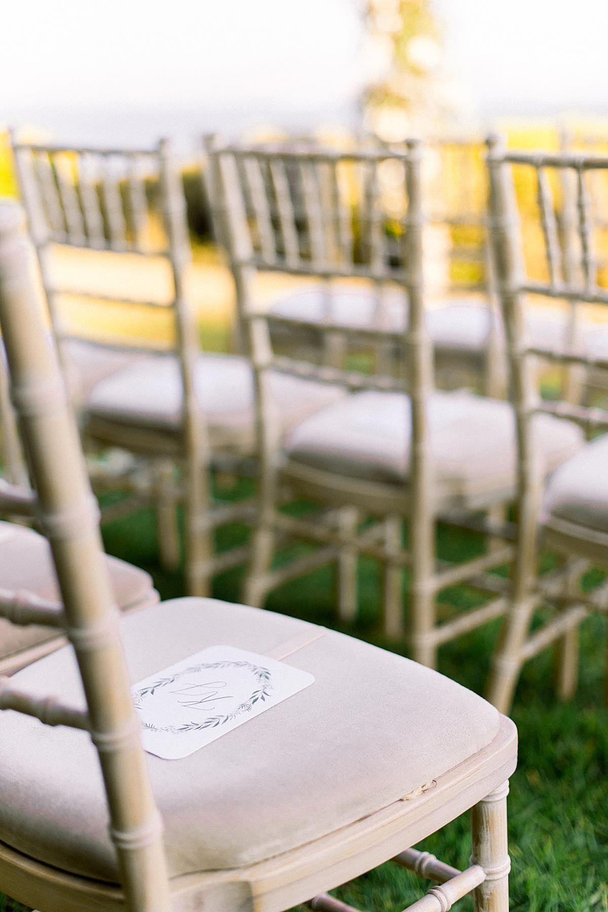 chair set up at ceremony at wedding in athens