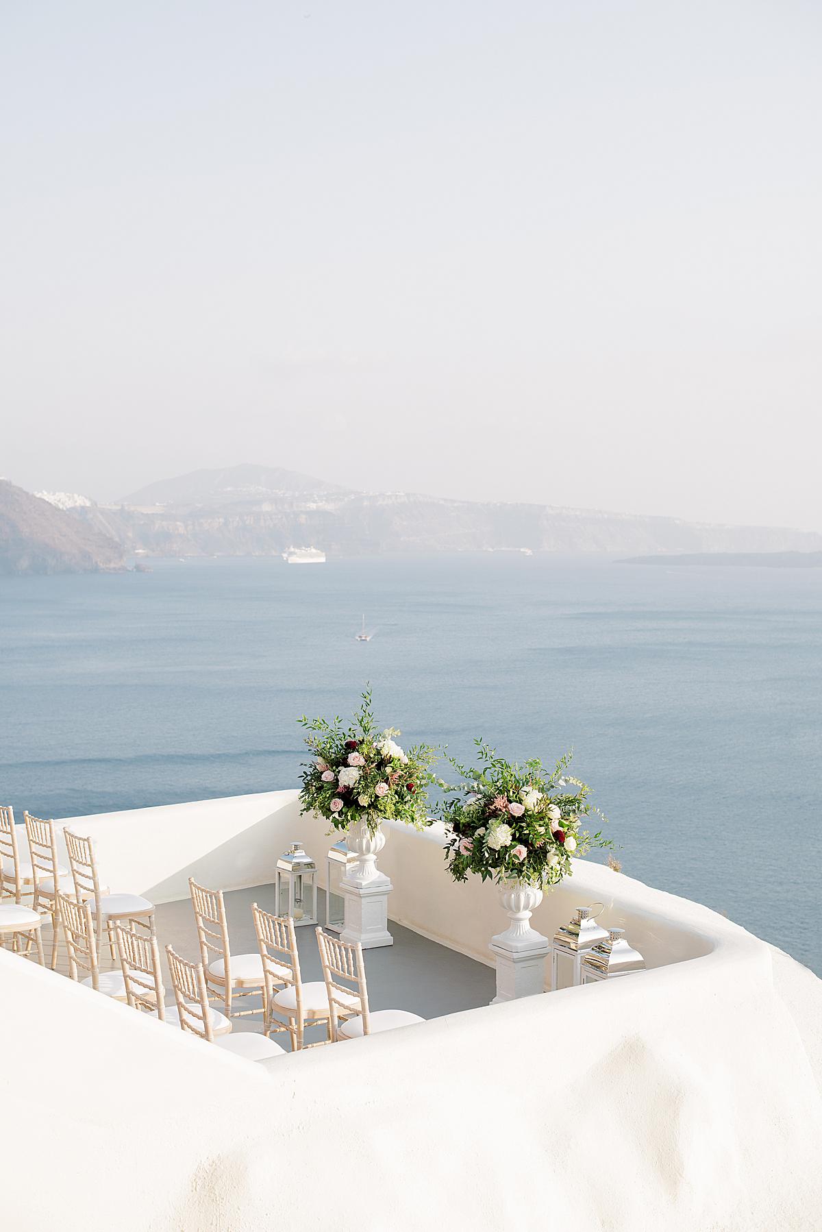 wedding ceremony set up at canaves oia santorini