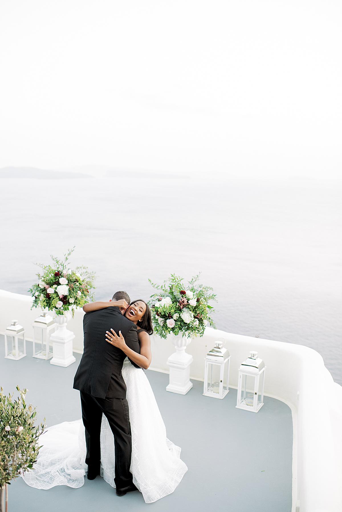 Bride and Groom first dance at Canaves Oia