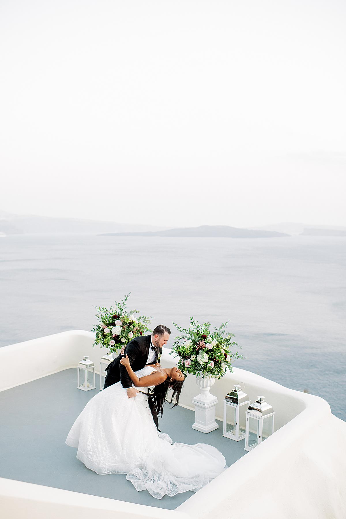 Bride and Groom first dance at Canaves Oia Santorini