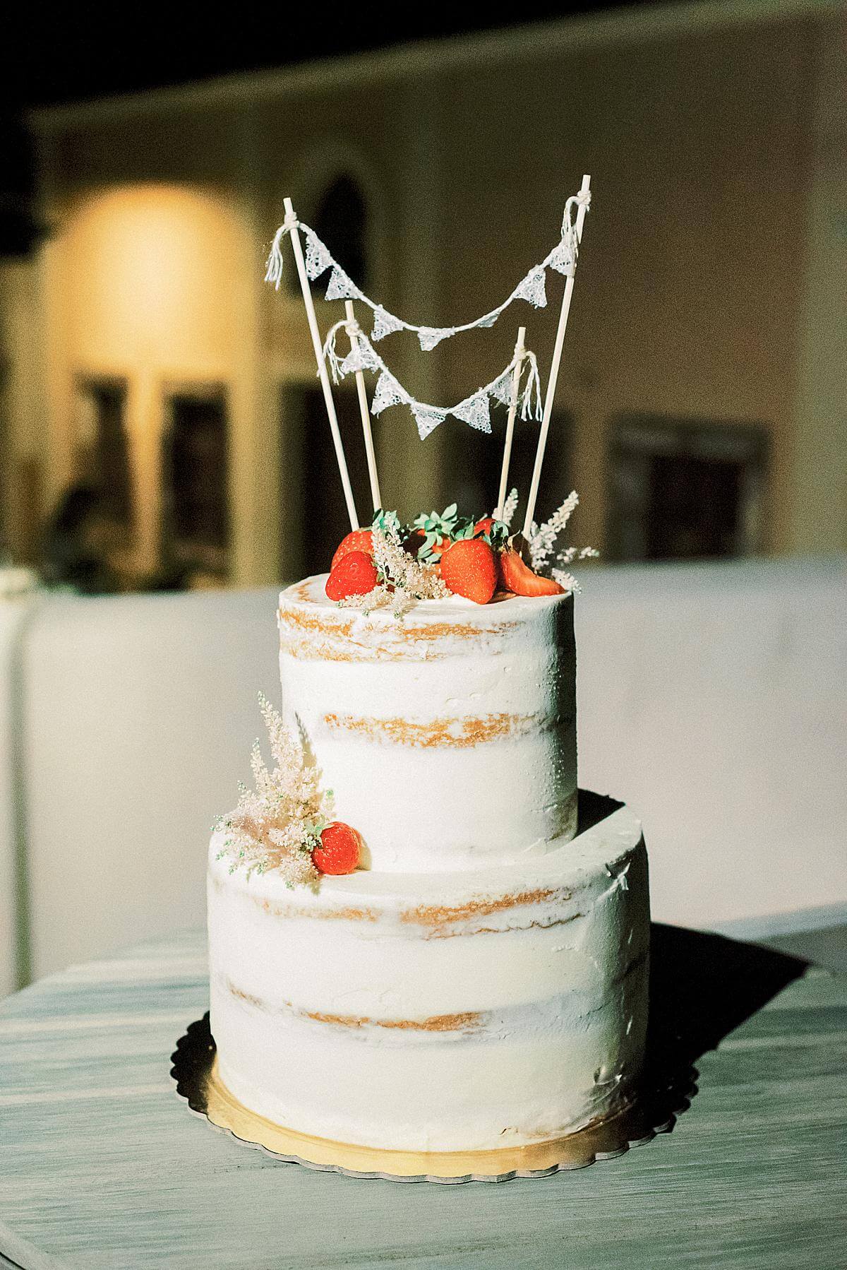 Cake at reception at a santorini wedding