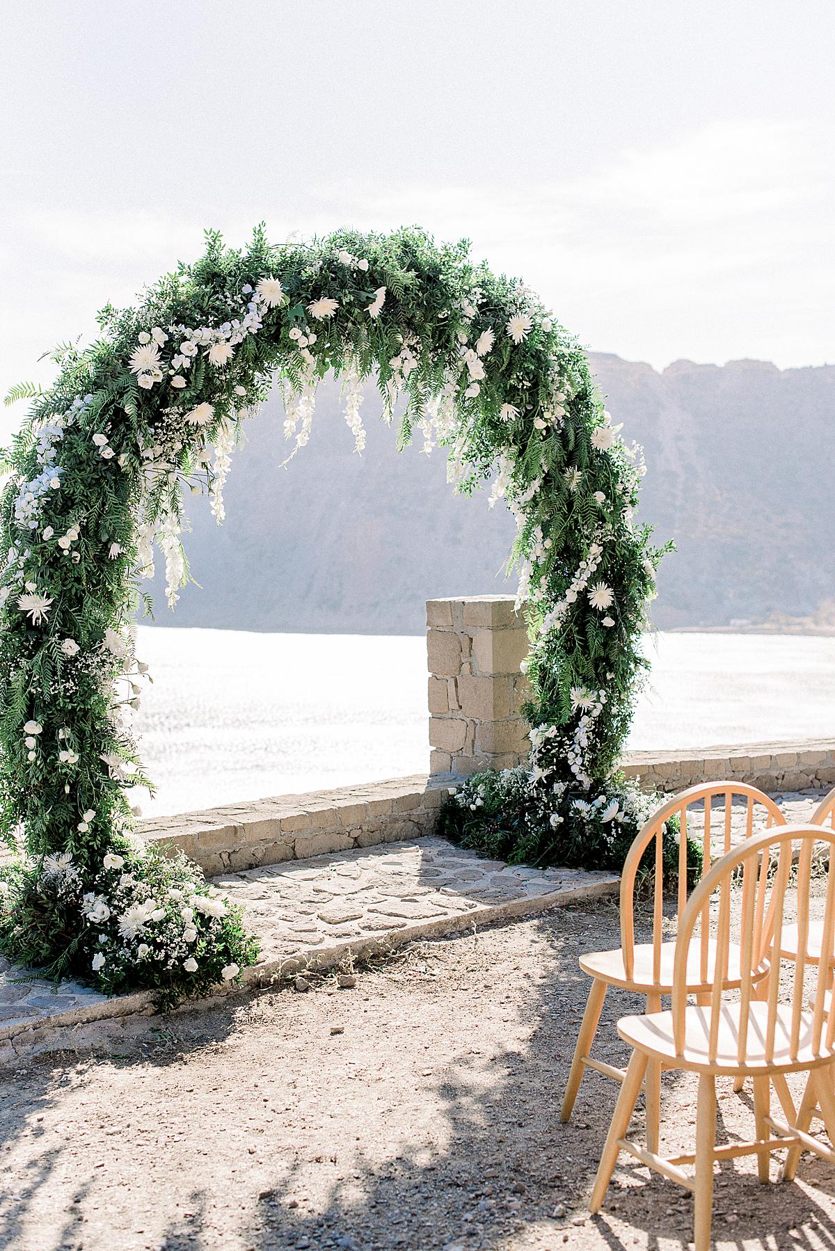 ceremony set up at Milos wedding in Greece