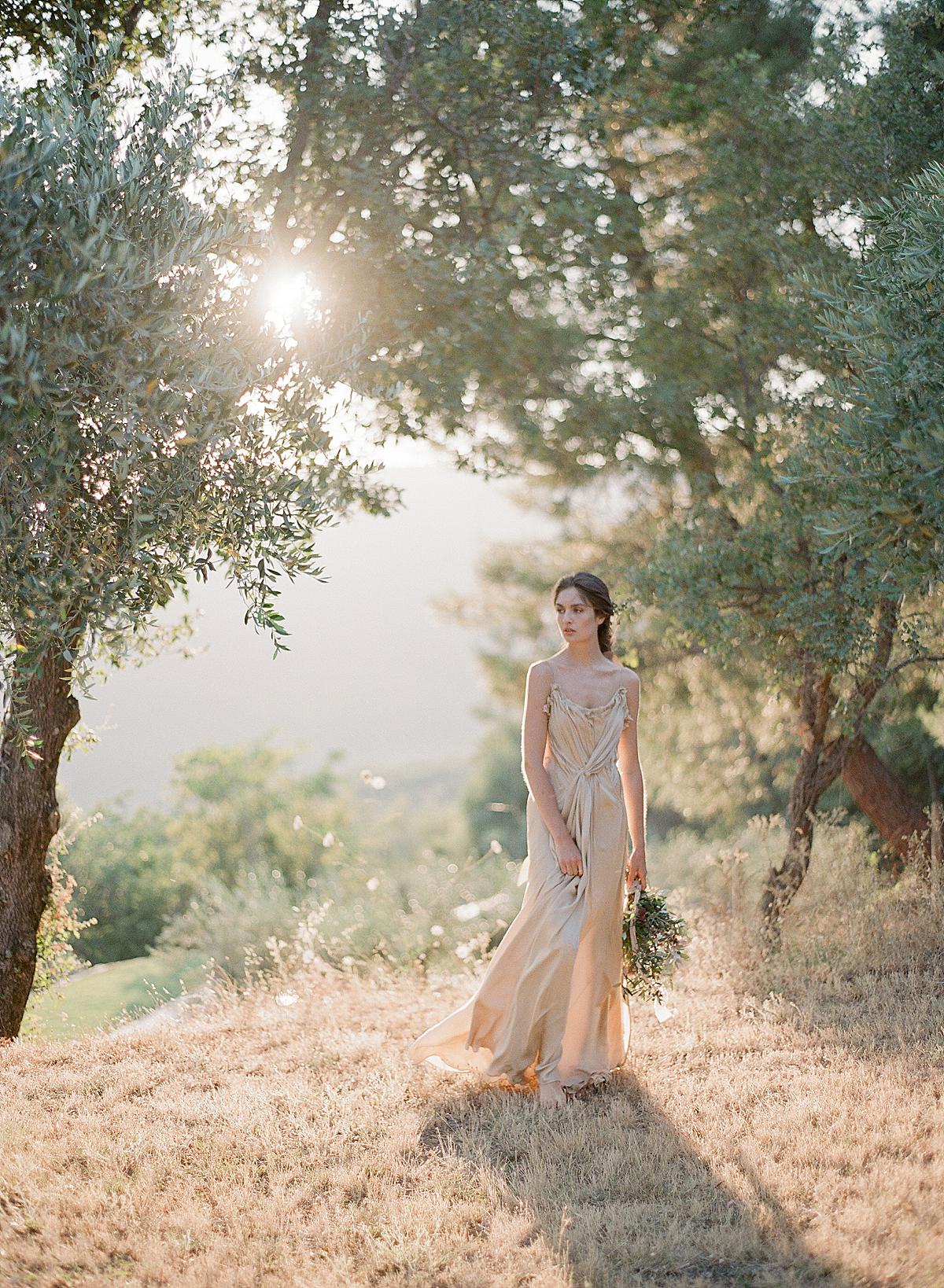 bride in amazing tuscany light