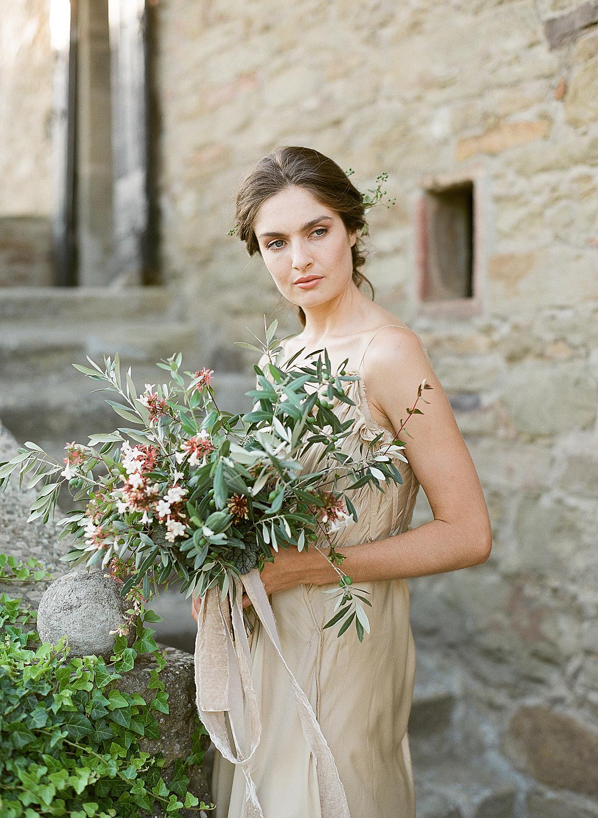 portrait of bride at villa montanare