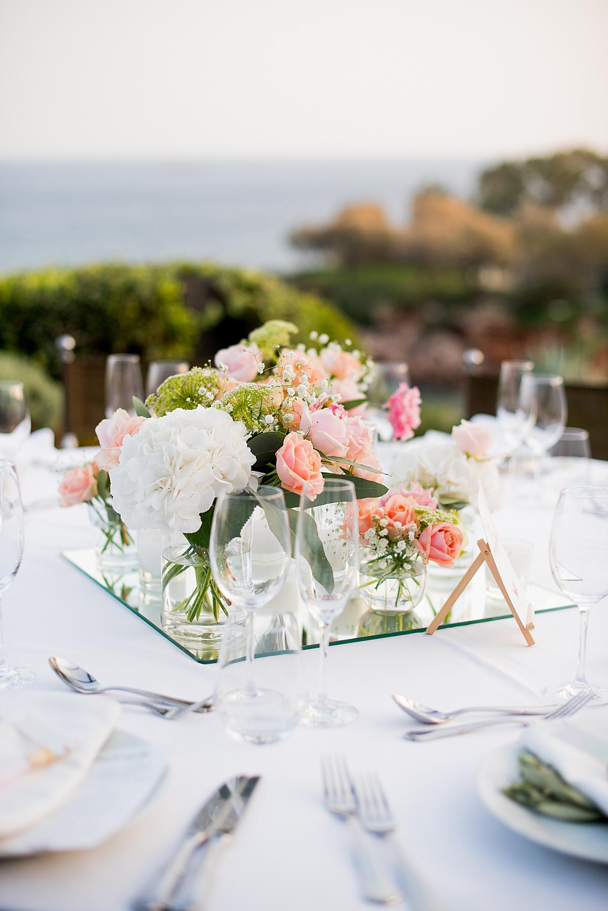 table set up at private house island wedding in Athens Greece