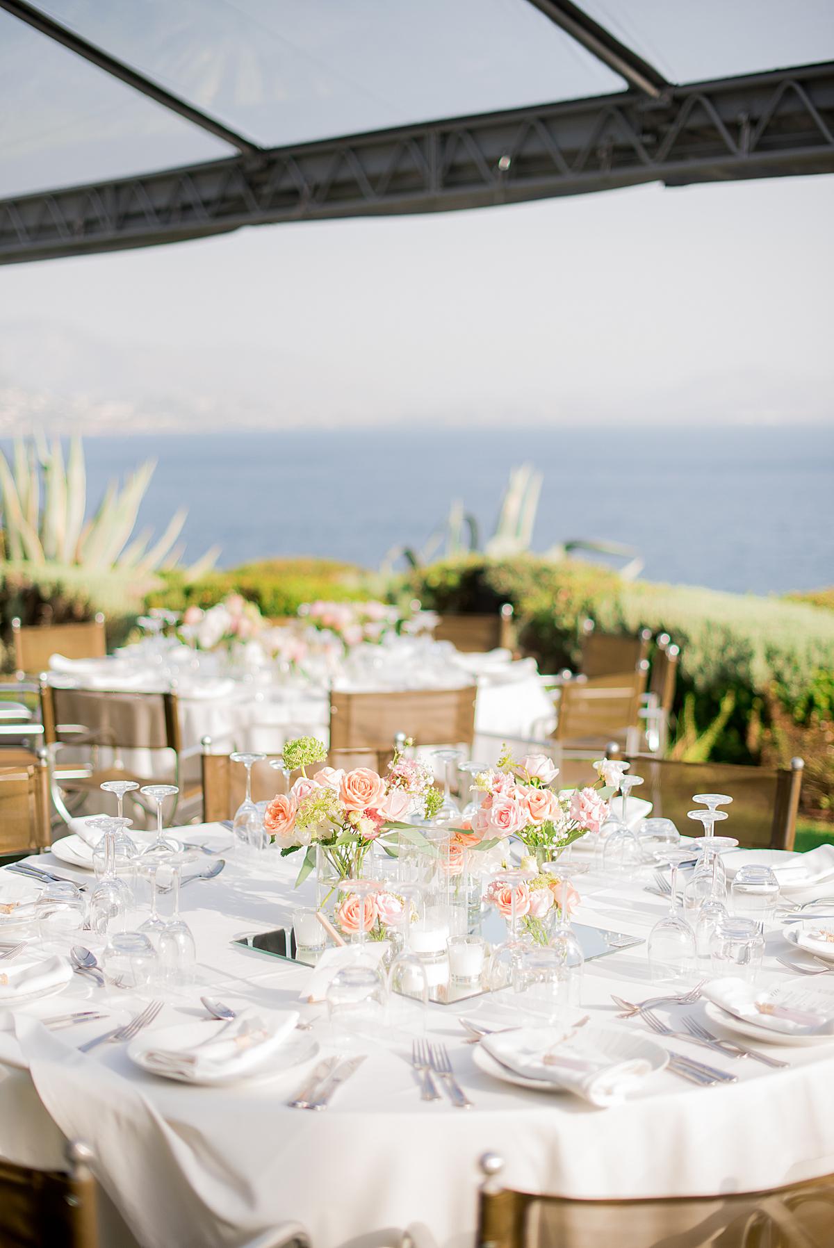 table set up at private house island wedding in Athens Greece