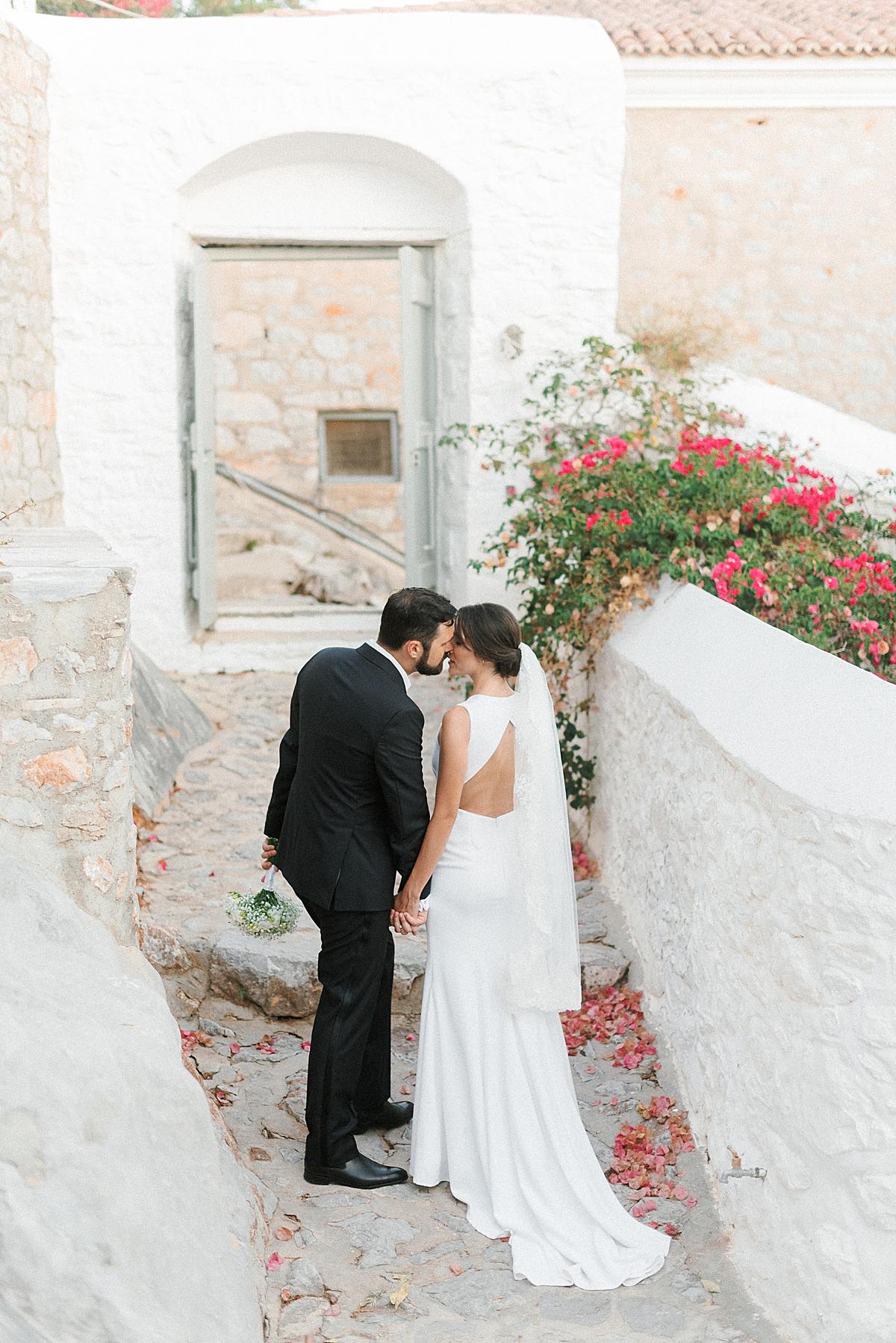 bride and groom at hydra