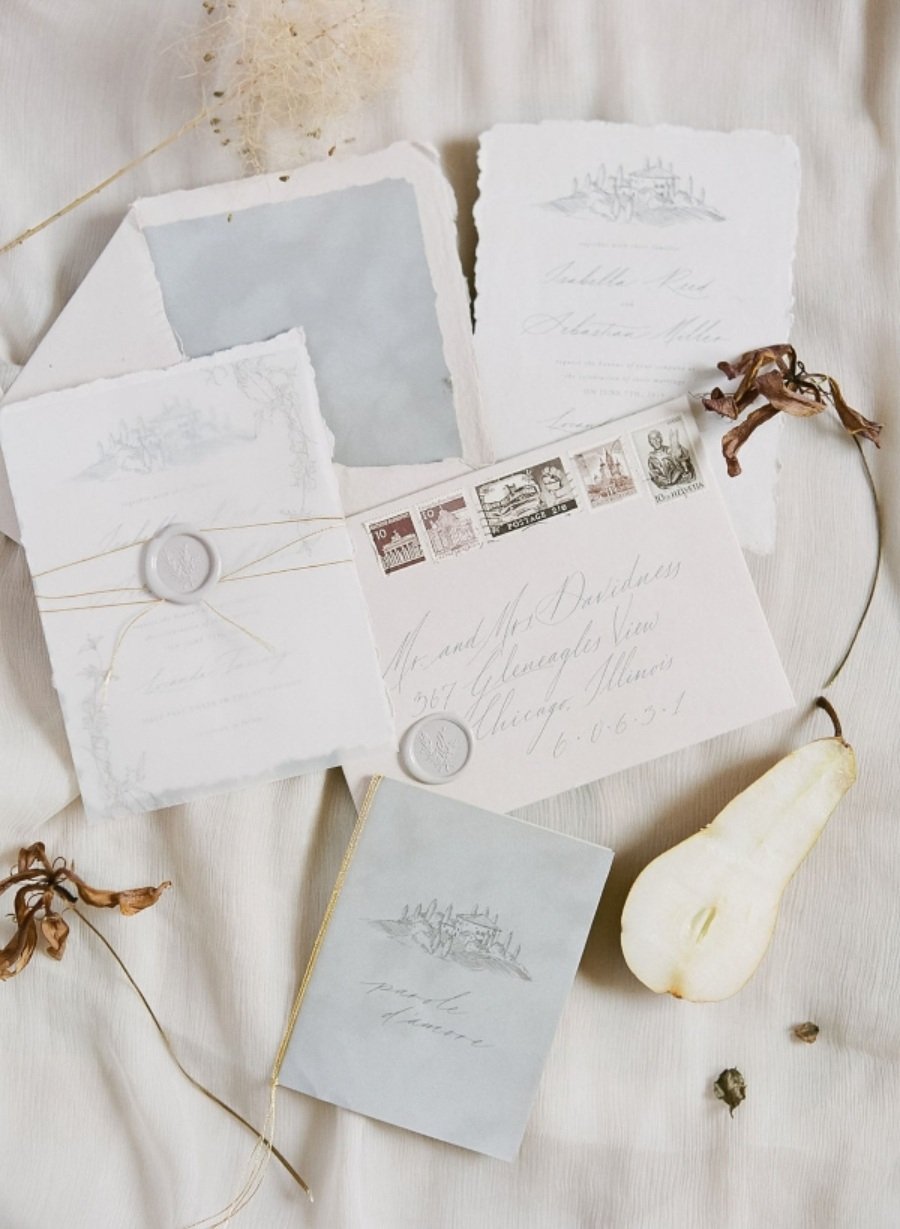 wedding stationery for a wedding in tuscany by les anagnou wedding photographers